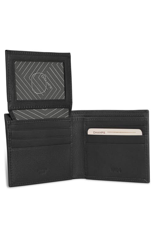 Shop Champs Iconic Id Flap Leather Bifold Wallet In Black