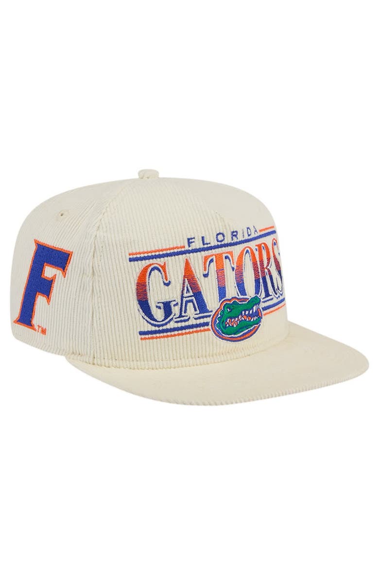 New Era Men's New Era White Florida Gators Throwback Golfer Corduroy Snapback Hat, Main, color, 