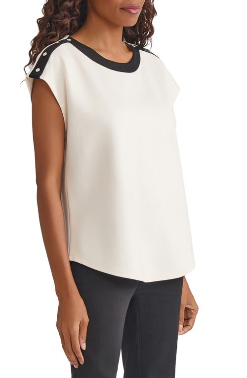 Jones New York Drop Shoulder Contrast Trim Top