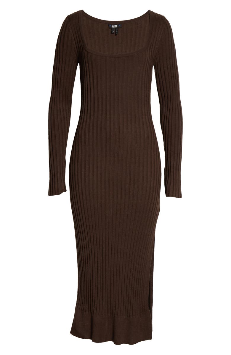 PAIGE Benita Long Sleeve Wool Blend Rib Sweater Dress, Alternate, color, Brown Taupe