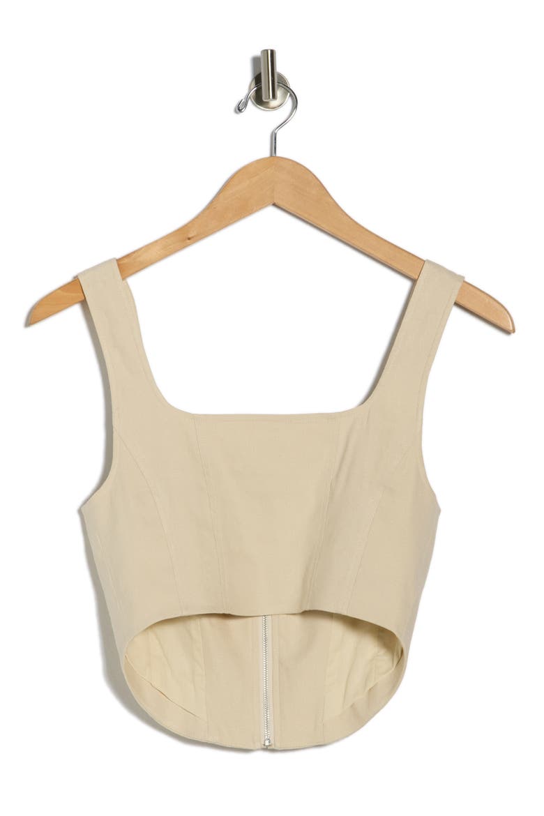 Anderson Linen Blend Bustier Crop Top, Alternate, color, SAND