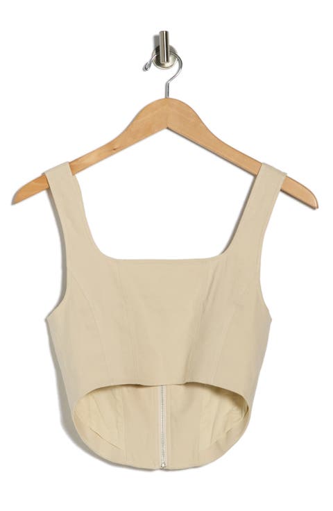 Anderson Linen Blend Bustier Crop Top