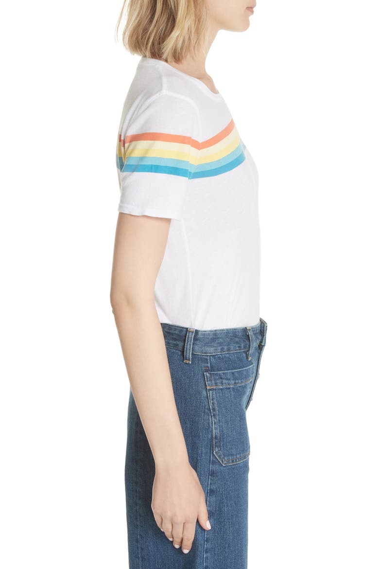 Rainbow Stripe Tee, Alternate, color, WHITE