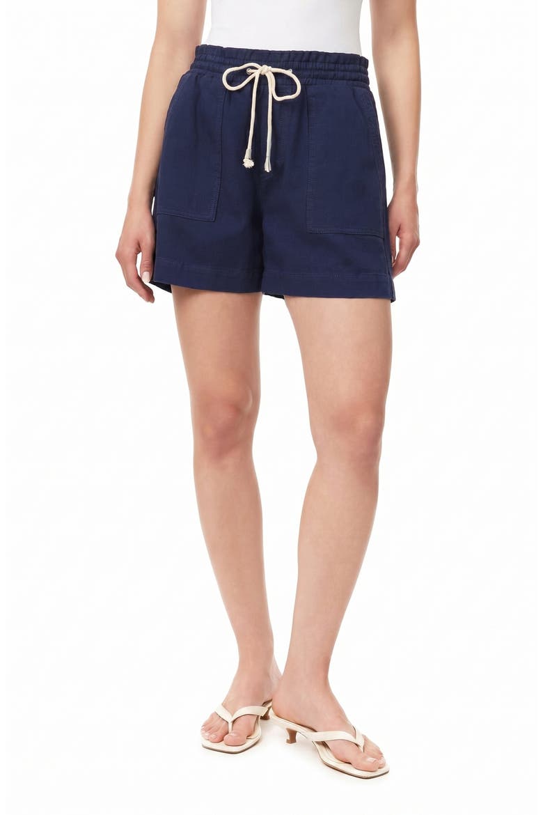 Trapunto Stitched Pocket Pull-On Shorts, Main, color, NAVAL ACADEMY