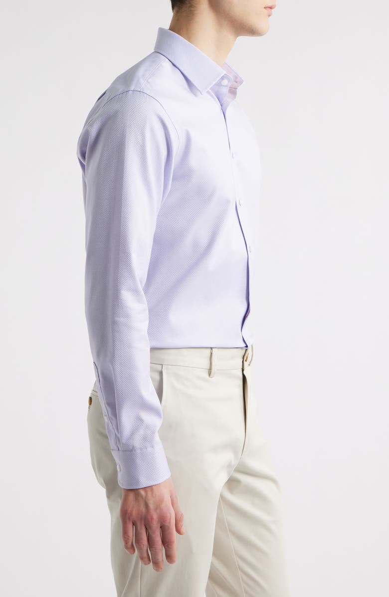 Nordstrom Premium Non-Iron Trim Fit Dress Shirt, Alternate, color, White- Purple Triangle Pat