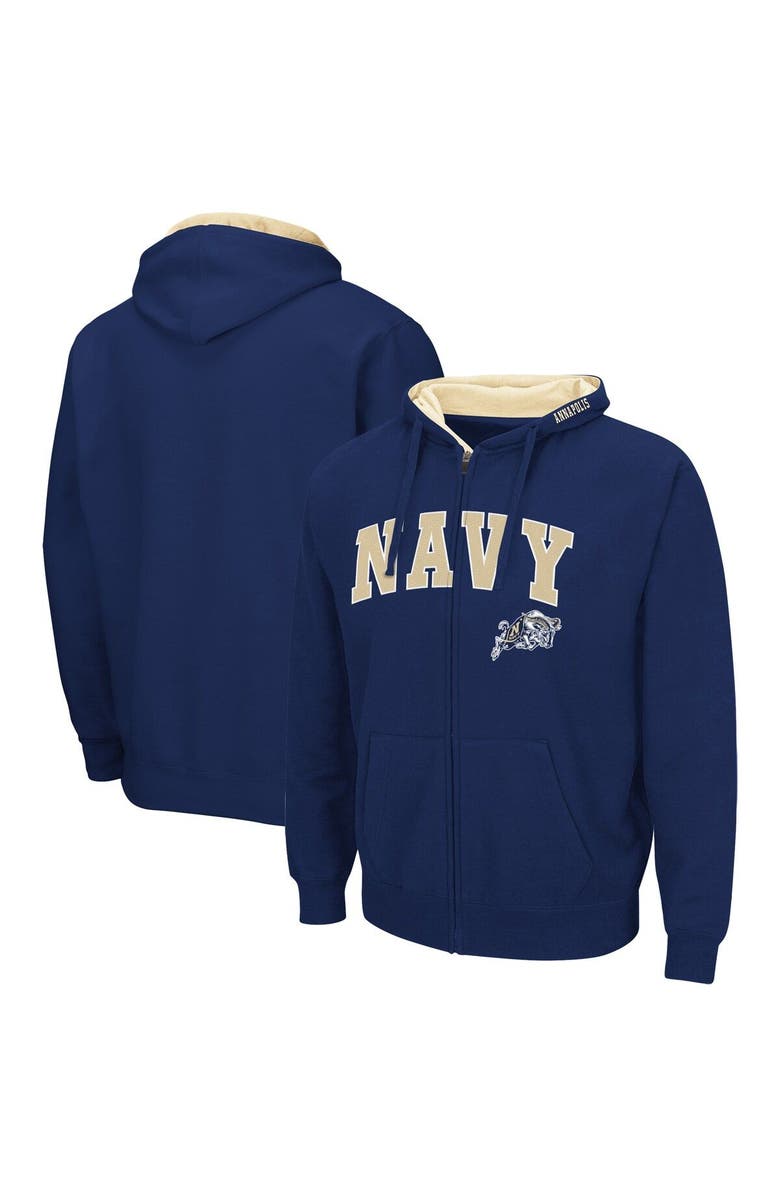 COLOSSEUM Men's Colosseum Navy Navy Midshipmen Arch & Logo 3.0 Full-Zip Hoodie, Main, color, Navy