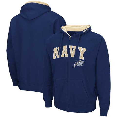 Men's Colosseum Navy Navy Midshipmen Arch & Logo 3.0 Full-Zip Hoodie