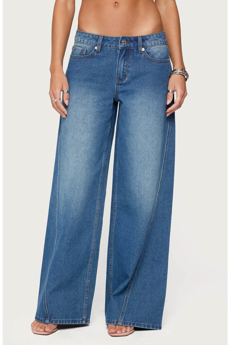 Linden Low Rider Baggy Jeans, Main, color, BLUE-WASHED