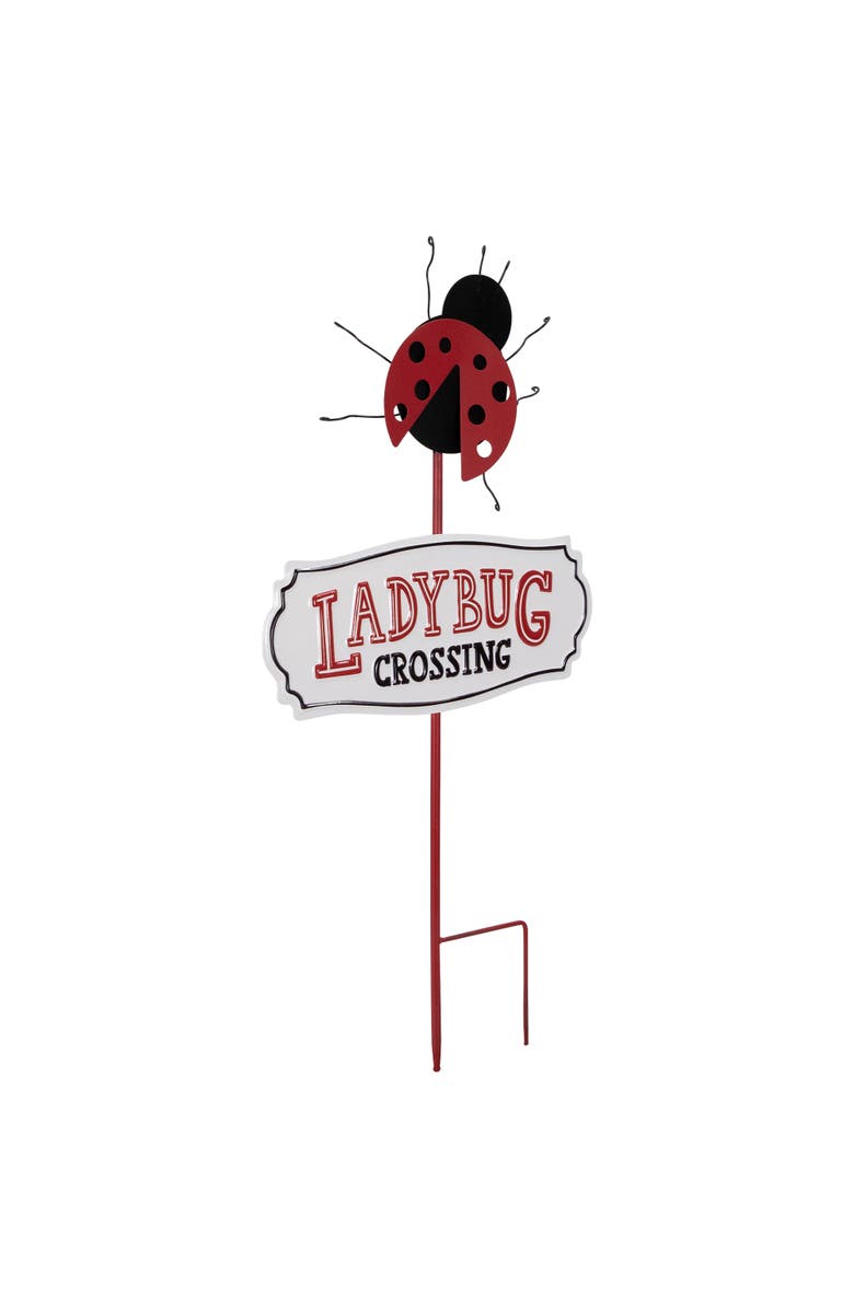 Northlight Ladybug Crossing Metal Outdoor Garden Stake - 23", Alternate, color, Black