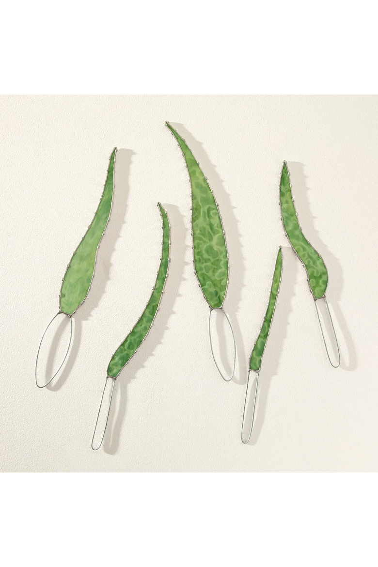 Stained Glass Leaf Set by Samara Phillips, Alternate, color, Aloe