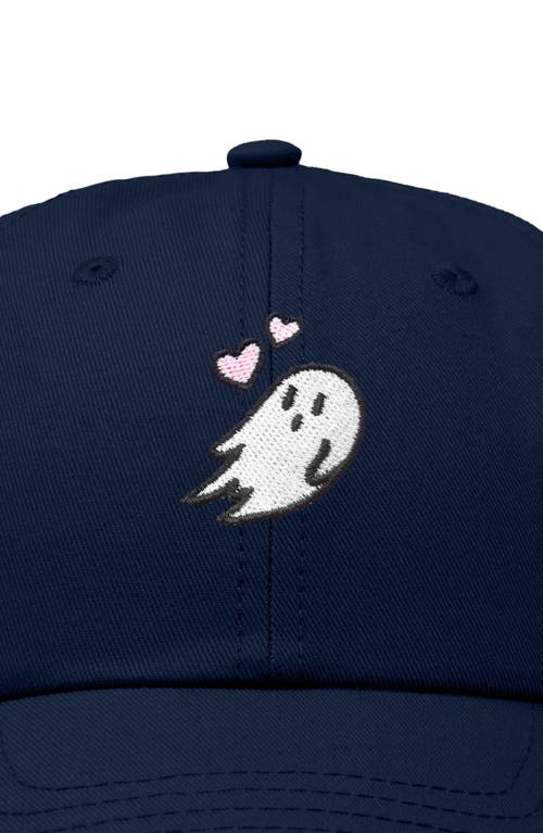 Dalix Heartly Ghost Embroidered Cap In Navy Blue