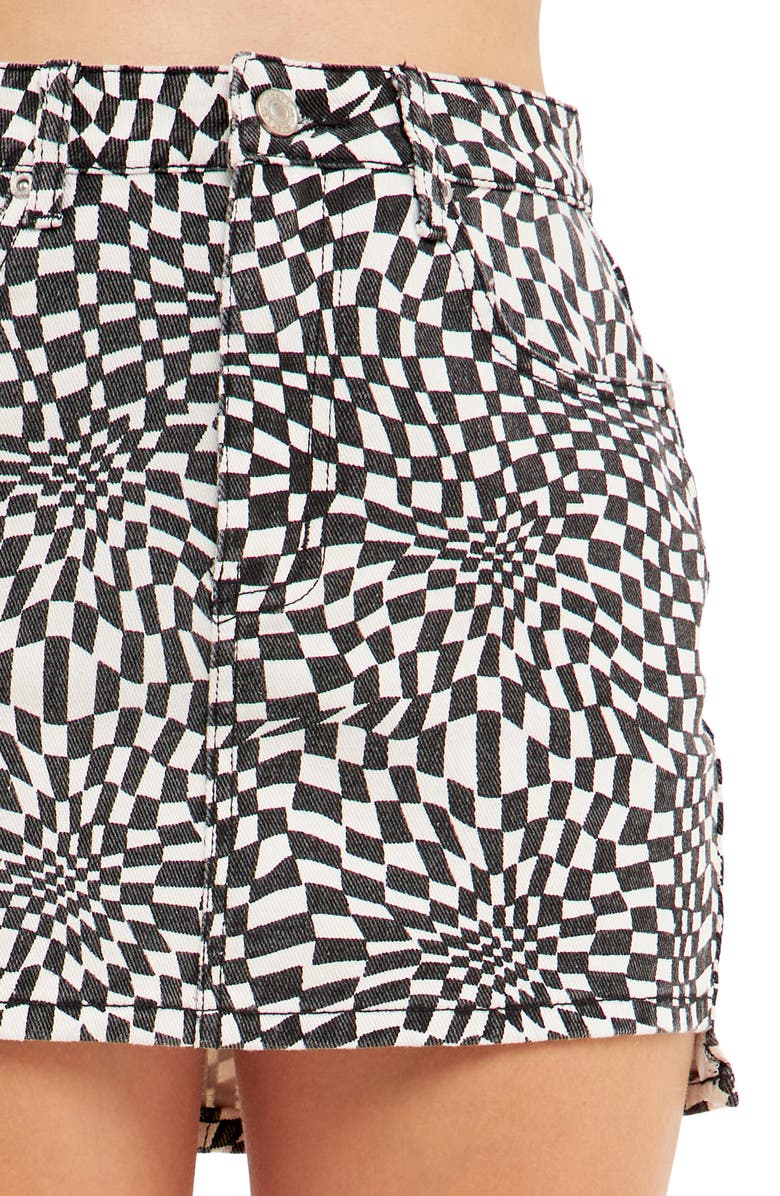Grey Lab Warped Checkerboard Denim Miniskirt, Alternate, color,