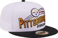 New Era Men's New Era White/Black Pittsburgh Steelers Retro Swoop 59FIFTY Fitted Hat