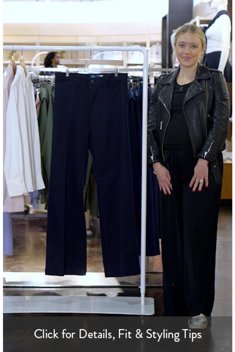 High Waist Wide Leg Stretch Cotton Twill Pants video