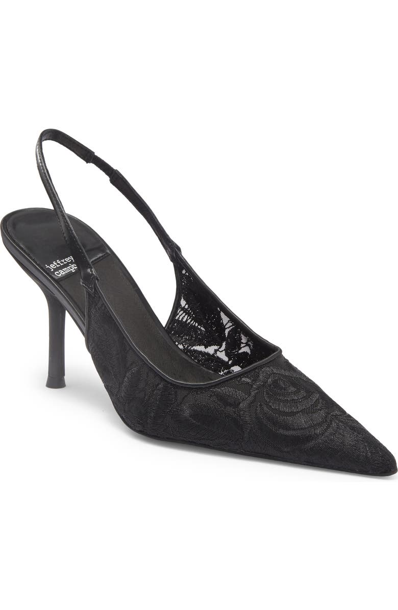 Jeffrey Campbell Lofficele Embroidered Mesh Slingback Pointed Toe Pump, Main, color,