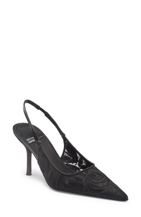Lofficele Embroidered Mesh Slingback Pointed Toe Pump (Women)