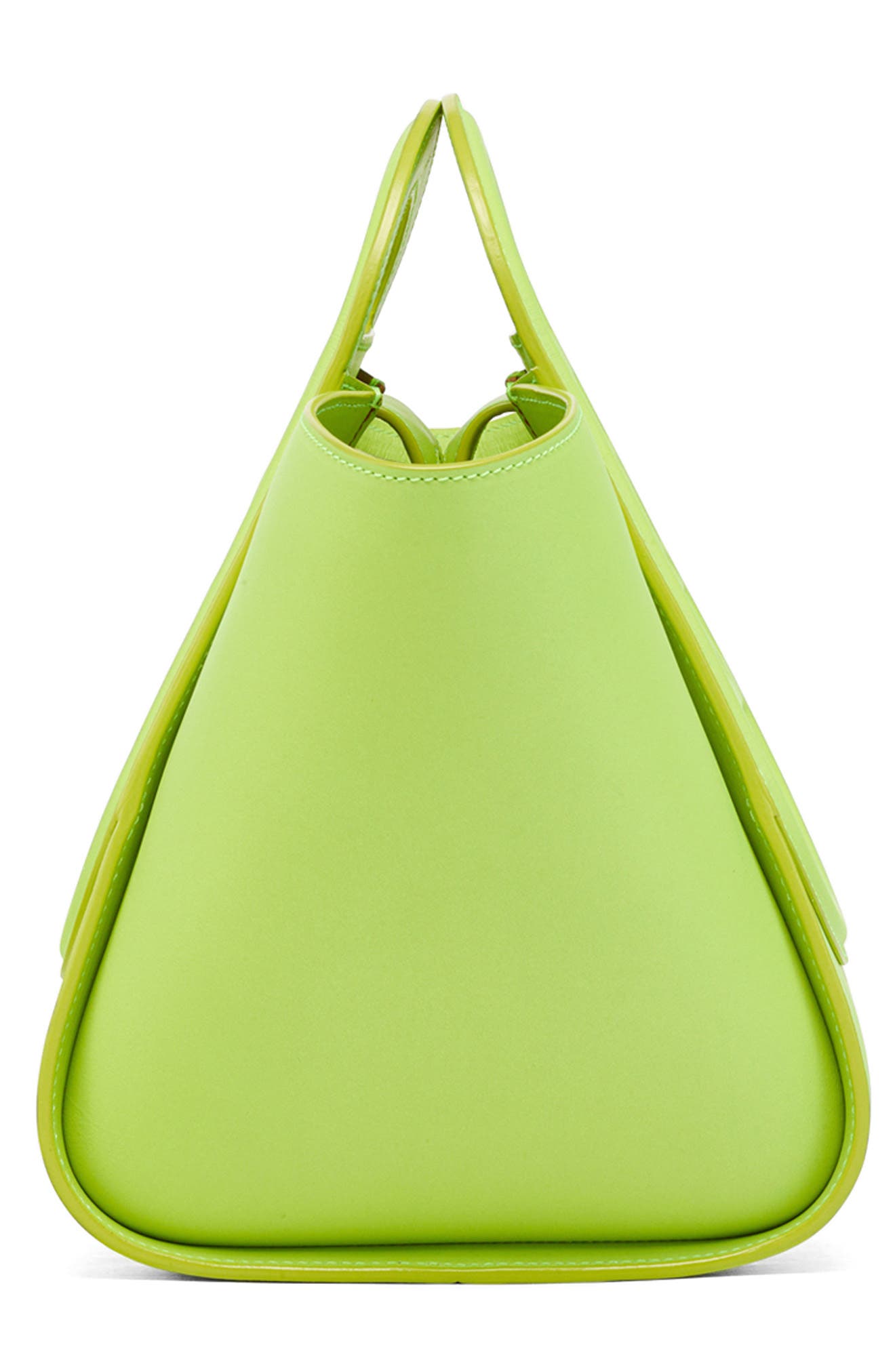 MCM Mini Mode Travia Leather Tote, Alternate, color, Acid Lime