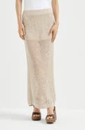 Brunello Cucinelli Dazzling texture net knit skirt in hemp