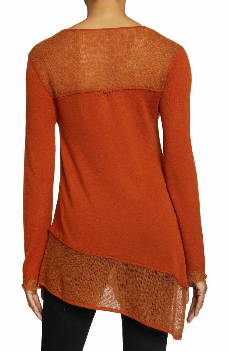 Santorelli WELLA Asymmetrical Knit Sweater In Merino Wool, Alternate, color, Sedona Orange
