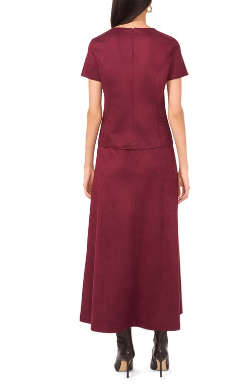 Vince Camuto Cap Sleeve Faux Suede Top In Red