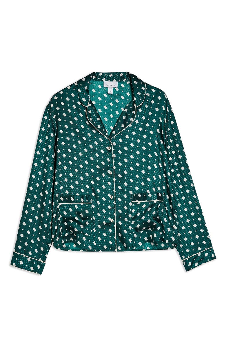 Topshop Tile Jacquard Pajama Shirt, Alternate, color,