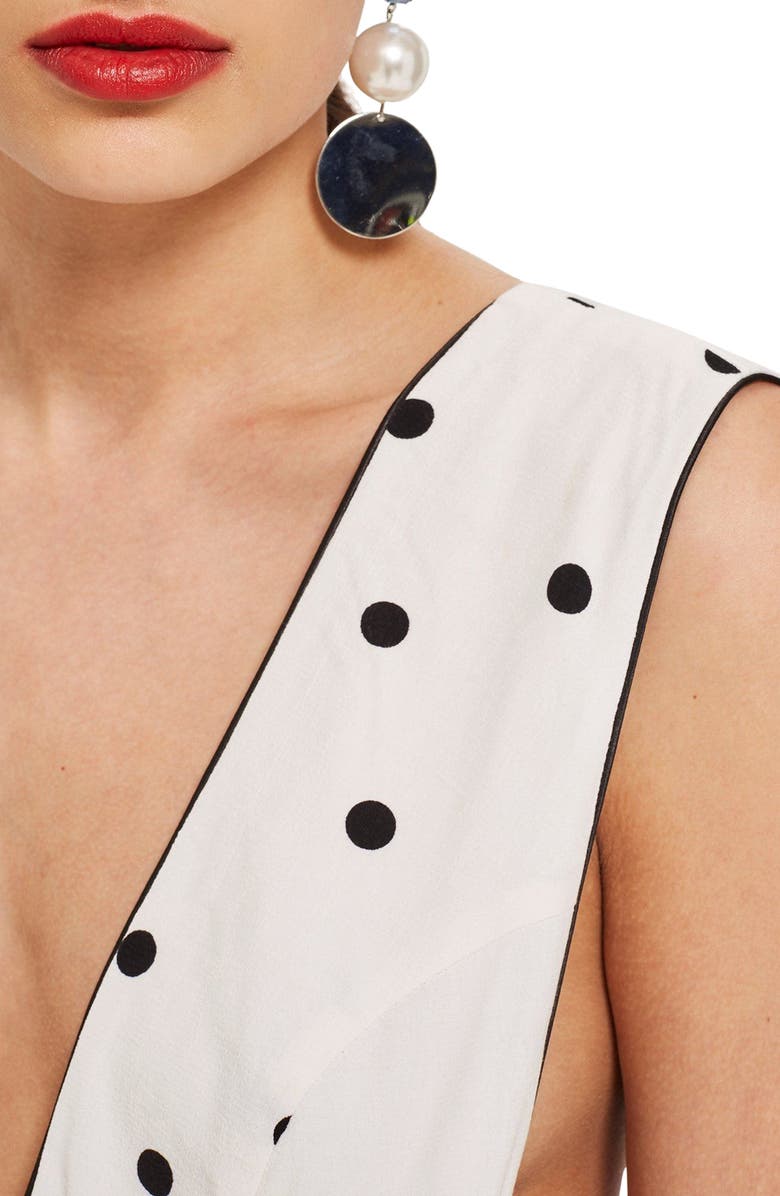 Topshop Mix Spotted Pinafore Midi Dress, Alternate, color, 