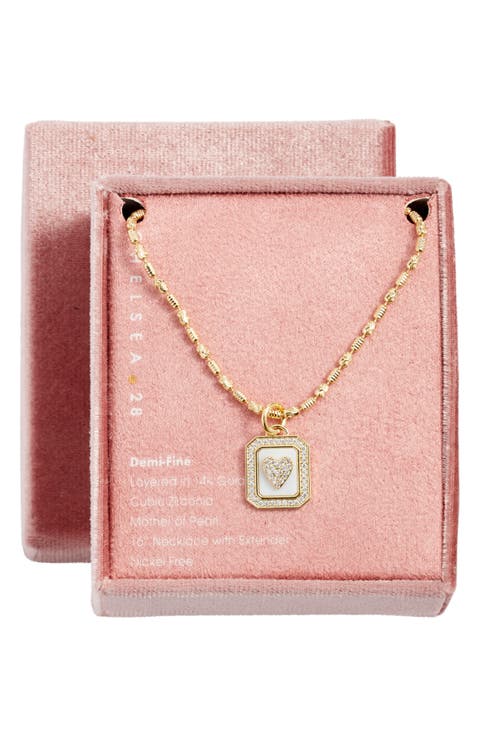 Pavé Cubic Zirconia & Mother-of-Pearl Pendant Necklace