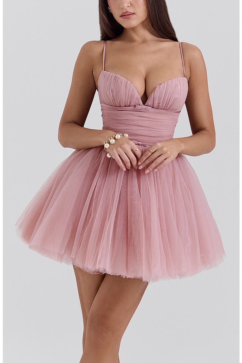 Princess Tulle Fit & Flare Evening Dress, Alternate, color, ADOBE ROSE