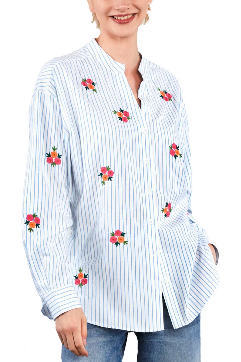 Spring Bloom Embroidered Stripe Shirt, Alternate, color, SPRING STRIPE