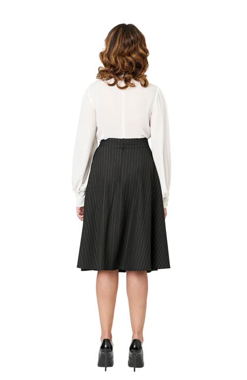 Unique Vintage Retro Style High Waist Vivien Swing Skirt In Black