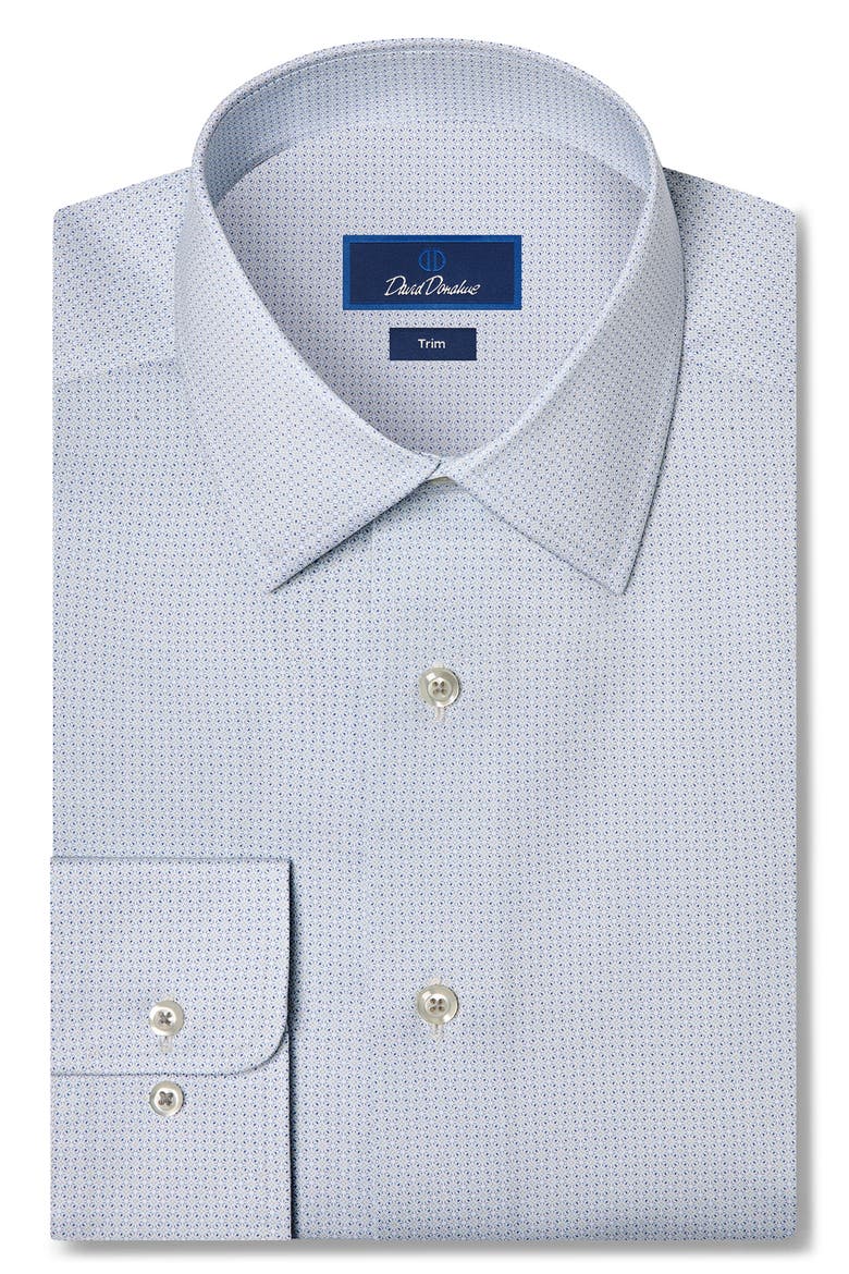 Trim Fit Micro Geo Print Dress Shirt, Main, color, PEARL