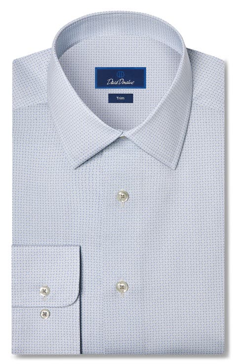 Trim Fit Micro Geo Print Dress Shirt