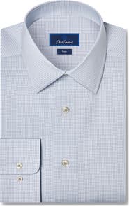 David Donahue Trim Fit Micro Geo Print Dress Shirt
