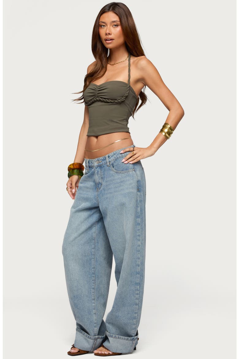 Sherri Braided Strap Halter Top, Alternate, color, OLIVE