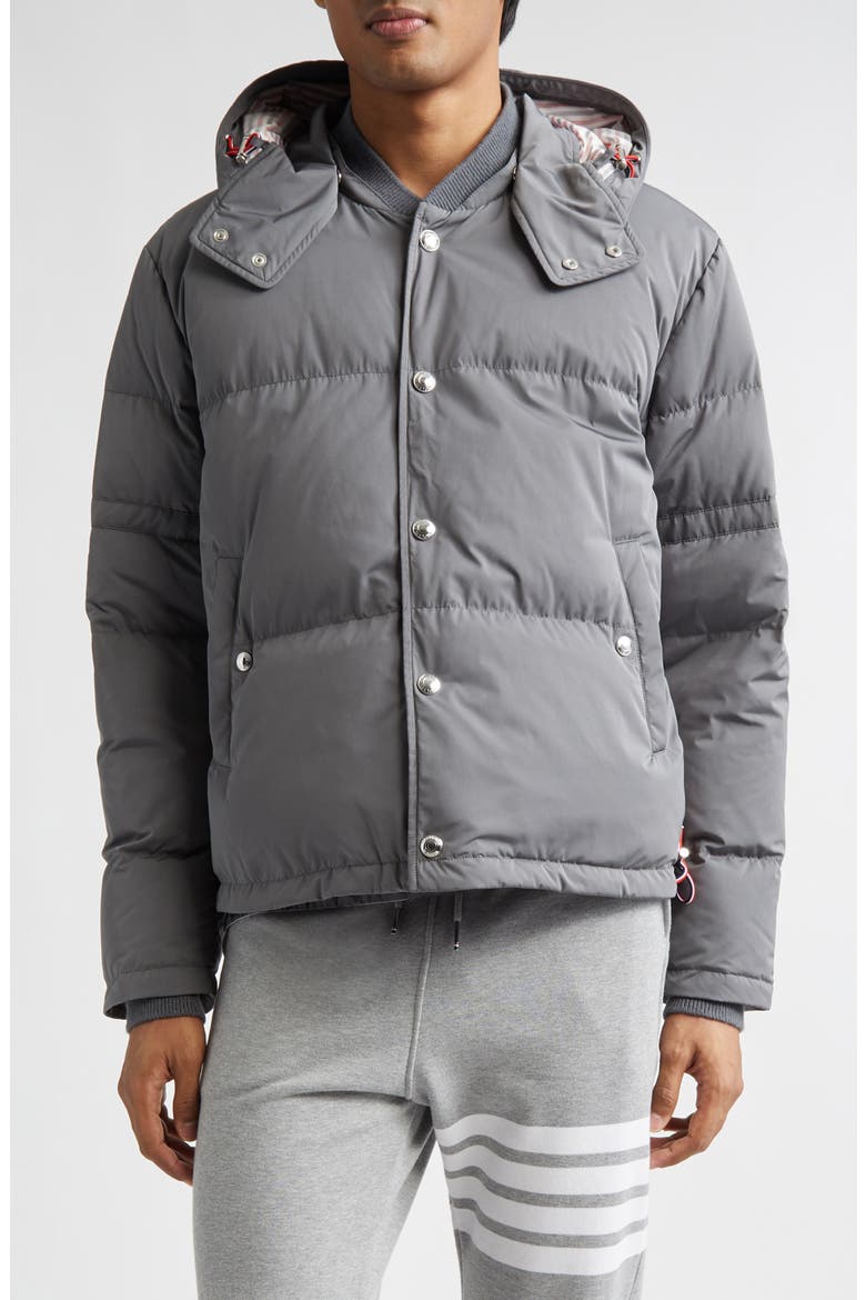 Down Bomber Puffer Jacket with Removable Hood, Main, color, MEDIUM GREY