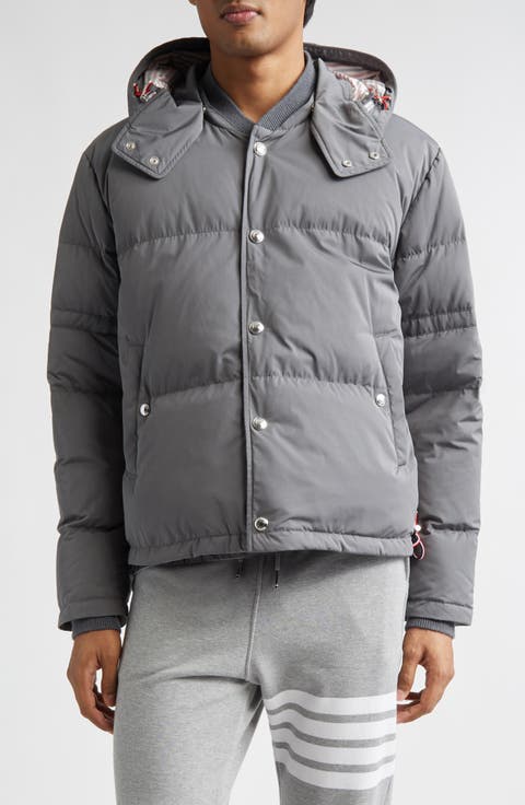 Down Bomber Puffer Jacket with Removable Hood