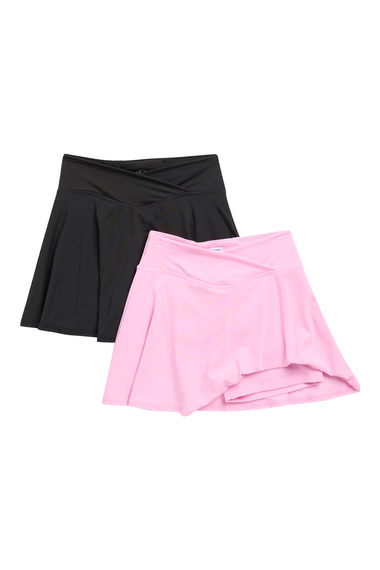 Kids' Crossover Two-Pack Skort Set, Alternate, color, PINK FROSTING/ BLACK