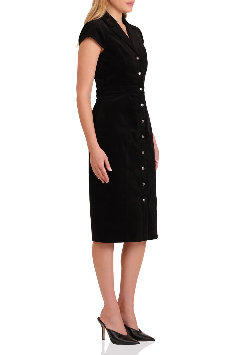 Avec Les Filles Short Sleeve Corduroy Dress, Alternate, color, Black