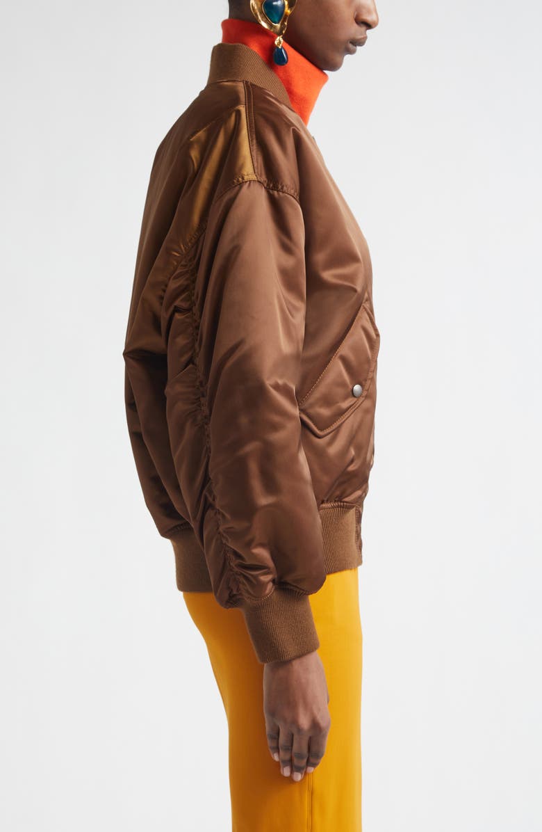 Saint Laurent Recycled Nylon Bomber Jacket, Alternate, color, Brun Clair