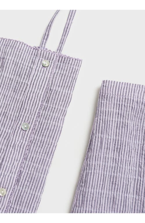 Mango Seersucker Stripe Cotton Pajama Set Lilac In Lilac