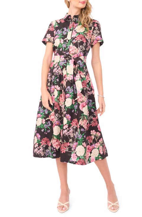 Charlie Floral Linen Midi Shirtdress