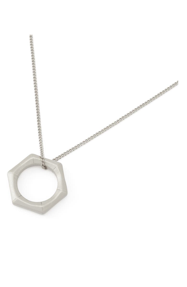 AllSaints Bamboo Texture Pendant Necklace, Alternate, color, Warm Silver