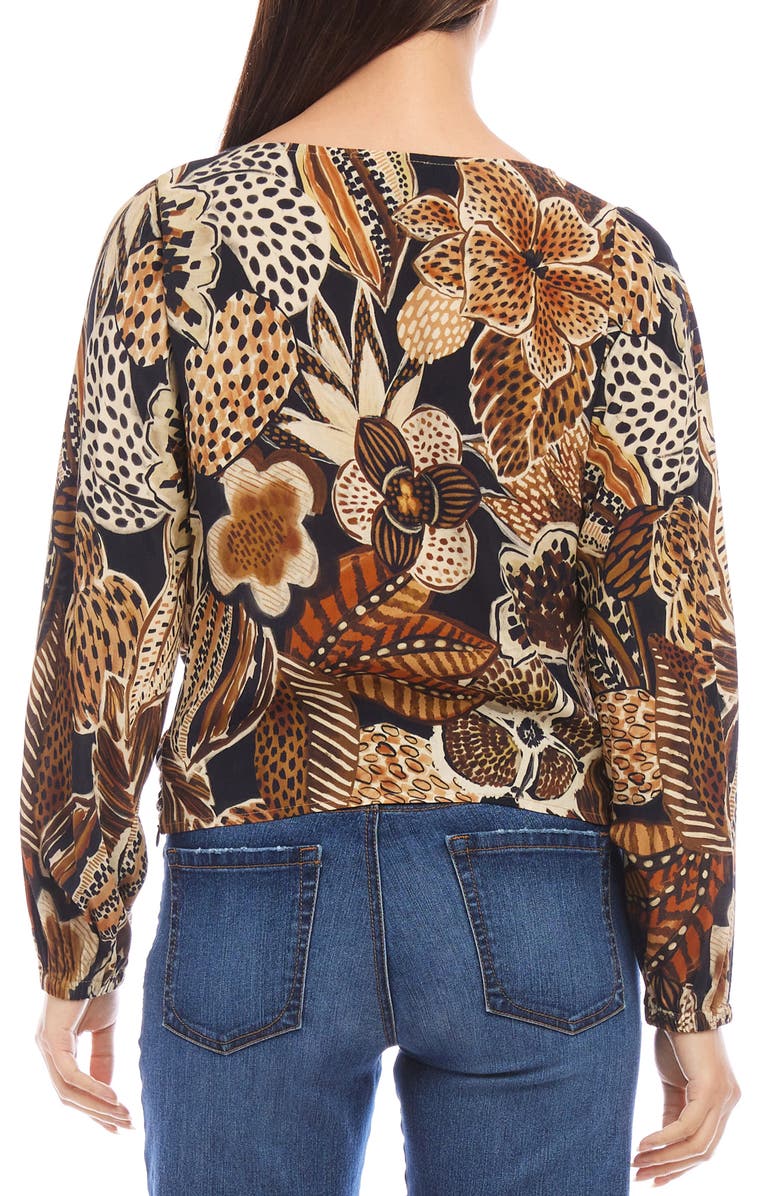 Karen Kane Floral Print Drape Front Top, Alternate, color, 