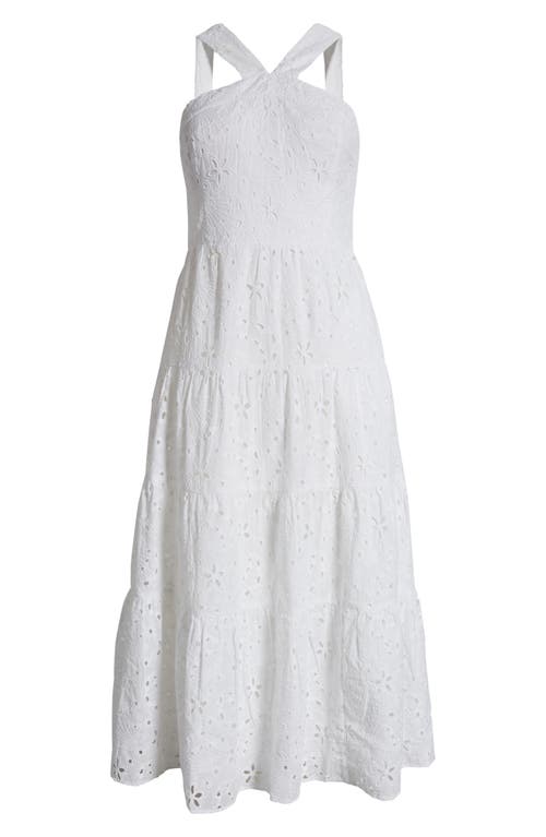 Lilly Pulitzer Jenette Halter Midi Dress Womens White Sealife Eyelet Buu690