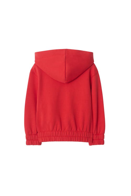 Burberry Ekd Cotton Zip Hoodie In Red