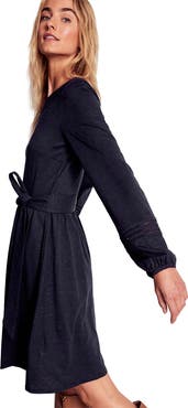 Boden Athina Embroidered Detail Long Sleeve Cotton Blend Dress