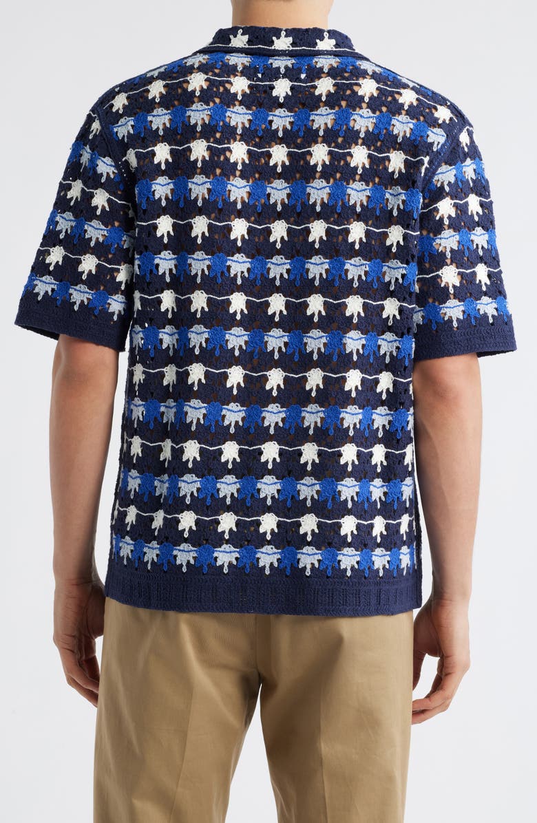 Wax London Porto Splash Crochet Camp Shirt, Alternate, color, Blue