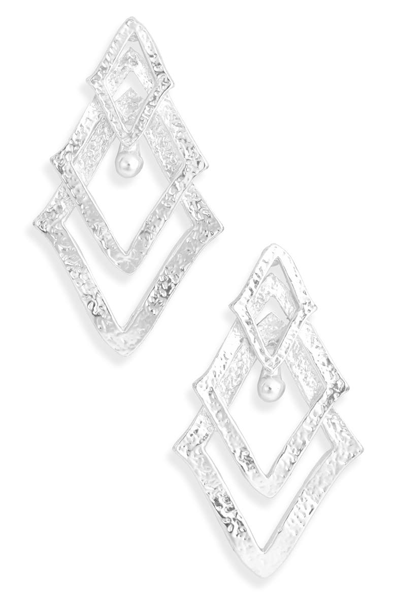 Triangle Drop Earrings, Main, color, SILVER