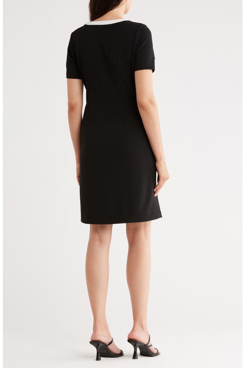 Pocketed Crepe Scuba Dress, Alternate, color, VERY BLACK / WHITE