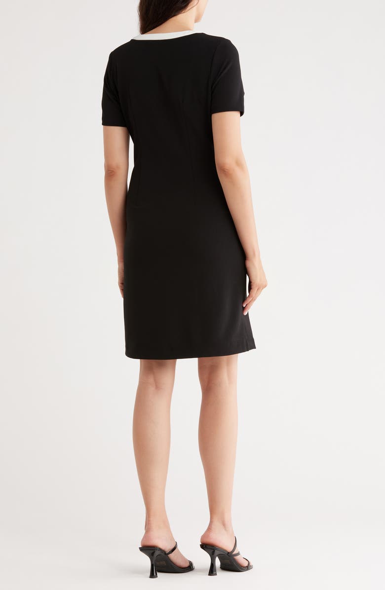 Nanette Lepore Pocketed Crepe Scuba Dress, Alternate, color, Very Black / White